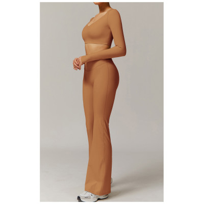 Custom Yoga Long Sleeve |Custom V-neck Fitness Quick Dry Long Sleeve Customized Logo Color