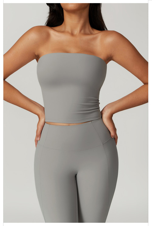 Custom Yoga Tube Top Set | Wholesale Customized High Waist Hip Lifting Sports Set Private Label