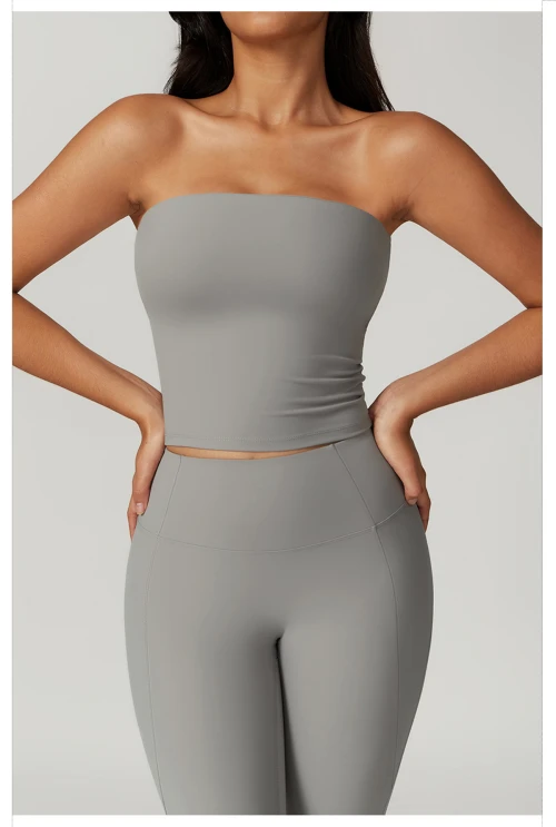 Custom Yoga Tube Top Set | Wholesale Customized High Waist Hip Lifting Sports Set Private Label