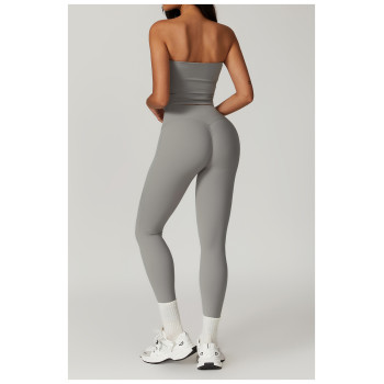 Custom Yoga Tube Top Set | Wholesale Customized High Waist Hip Lifting Sports Set Private Label