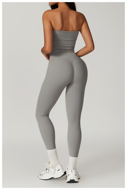 Custom Yoga Tube Top Set | Wholesale Customized High Waist Hip Lifting Sports Set Private Label