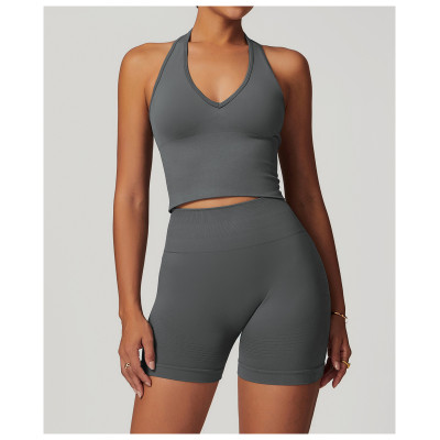 Custom Seamless sports bra |Wholesale Women Halter Sports Bra Shockproof Breathable Custom Color