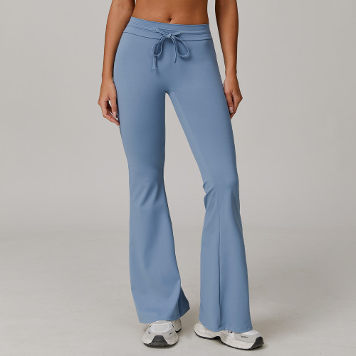 Custom Yoga Leggings | Factory Custom Yoga Running Drawstring Flared Pants Sun Protection