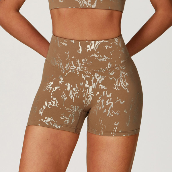 Custom Yoga Shorts | Wholesale Gold Stamping Casual Yoga Sports Shorts Quick Dry Women Fitness