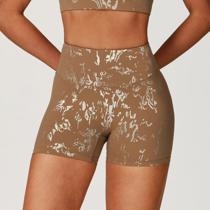 Custom Yoga Shorts | Wholesale Gold Stamping Casual Yoga Sports Shorts Quick Dry Women Fitness
