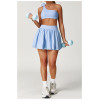 Custom one-shoulder yoga set | Factory direct yoga bra and skirt set with three-dimensional corsage