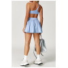 Custom one-shoulder yoga set | Factory direct yoga bra and skirt set with three-dimensional corsage