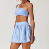 Custom one-shoulder yoga set | Factory direct yoga bra and skirt set with three-dimensional corsage