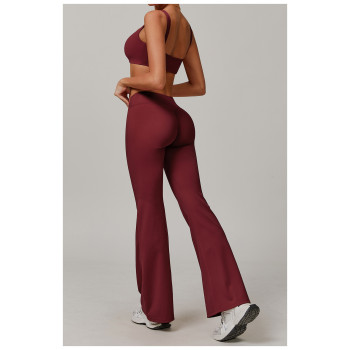 Custom Yoga Flared Pants | Factory Customized Yoga High Waist Running Flared Pants Private Label