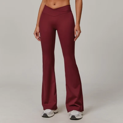 Custom Yoga Flared Pants | Factory Customized Yoga High Waist Running Flared Pants Private Label