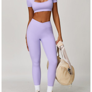 Custom Nude Yoga Leggings | Women's High Waist Cross Leggings Manufacturer Custom Fabric Color