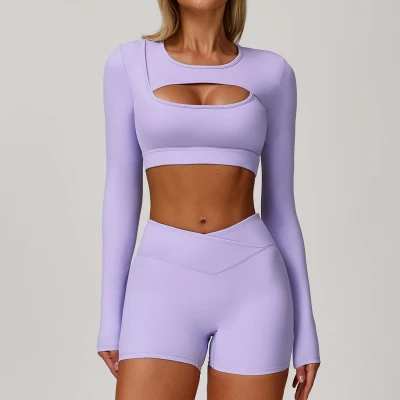 Custom Yoga Long Sleeve | Factory Shockproof Running Yoga Tops Custom Fabric Colors Private Label