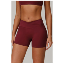 Custom cross yoga shorts | Sports outerwear yoga shorts factory high waist hip lift private label