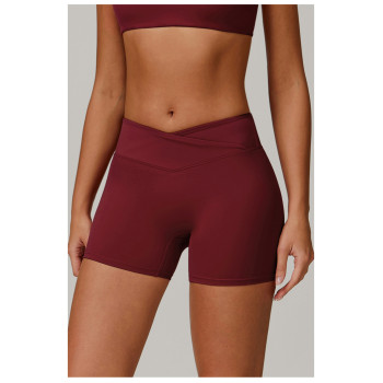 Custom cross yoga shorts | Sports outerwear yoga shorts factory high waist hip lift private label