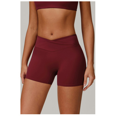 Custom cross yoga shorts | Sports outerwear yoga shorts factory high waist hip lift private label