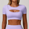 Custom hollow fitness tops | Factory direct sales of high-quality shockproof sports short-sleeved