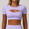 Custom hollow fitness tops | Factory direct sales of high-quality shockproof sports short-sleeved