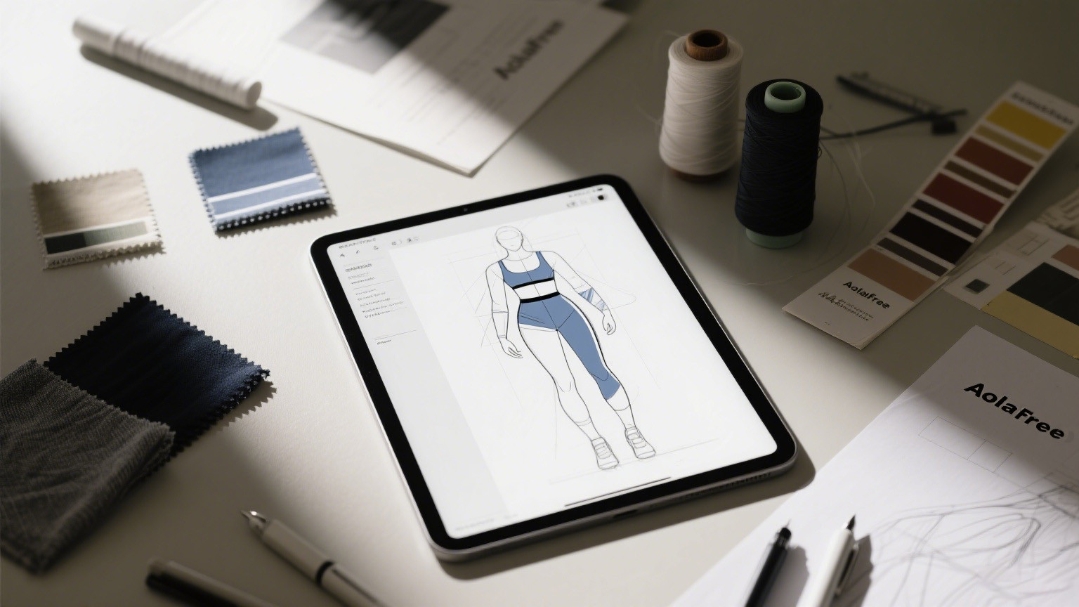Designer creating custom activewear samples