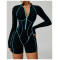 Custom yoga jumpsuit | Wholesale contrast color yoga jumpsuit hollow beautiful back running fitness
