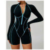 Custom yoga jumpsuit | Wholesale contrast color yoga jumpsuit hollow beautiful back running fitness