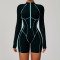 Custom yoga jumpsuit | Wholesale contrast color yoga jumpsuit hollow beautiful back running fitness