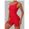Custom one shoulder jumpsuit|Wholesale hip lift fitness jumpsuit outdoor running custom fabric logo