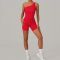 Custom one shoulder jumpsuit|Wholesale hip lift fitness jumpsuit outdoor running custom fabric logo