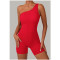 Custom one shoulder jumpsuit|Wholesale hip lift fitness jumpsuit outdoor running custom fabric logo