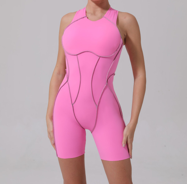 Custom Yoga Jumpsuit | Customized Stitching Contrast Jumpsuit Shorts Fitness Yoga Running