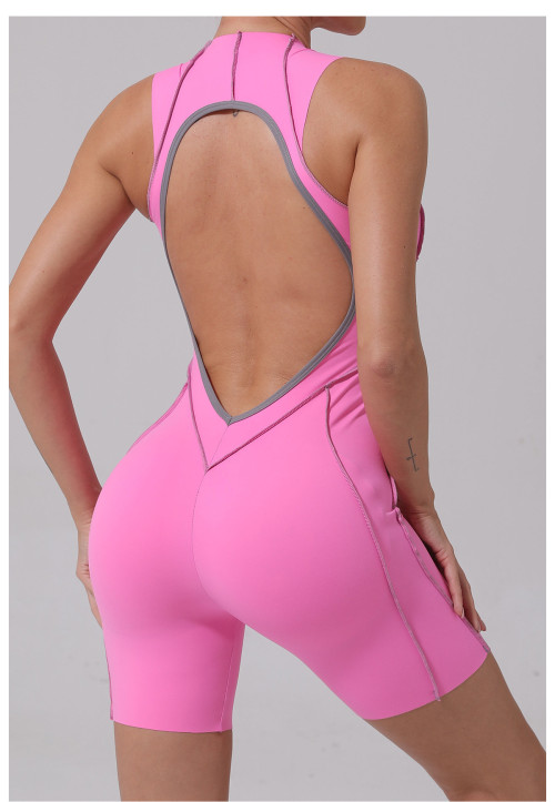 Custom Yoga Jumpsuit | Customized Stitching Contrast Jumpsuit Shorts Fitness Yoga Running