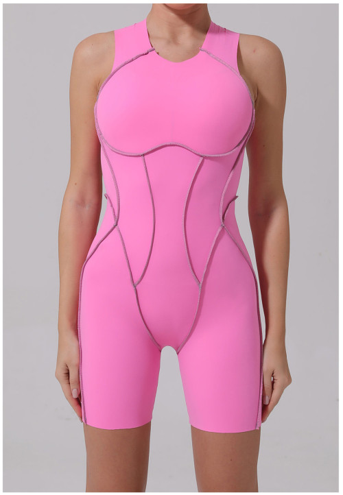 Custom Yoga Jumpsuit | Customized Stitching Contrast Jumpsuit Shorts Fitness Yoga Running