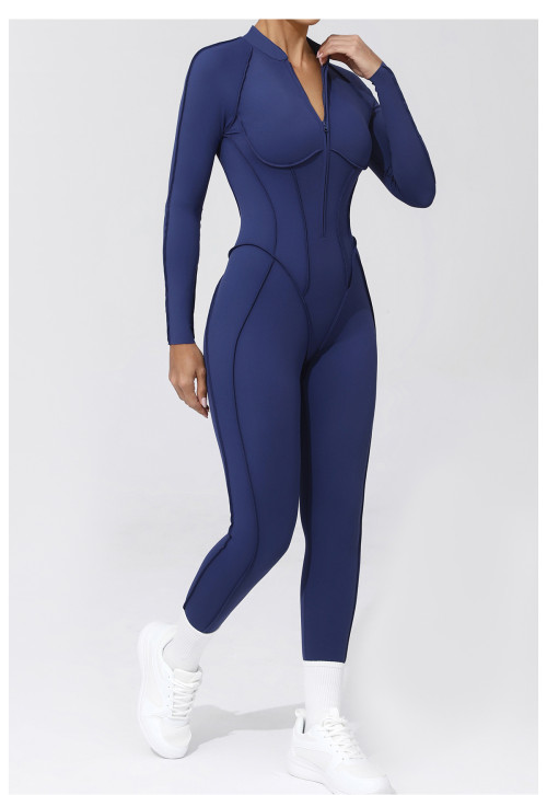 Custom Yoga Jumpsuits | Long Sleeve Outerwear Jumpsuits Manufacturer Sports Yoga Zipper Suit