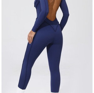Custom Yoga Jumpsuits | Long Sleeve Outerwear Jumpsuits Manufacturer Sports Yoga Zipper Suit