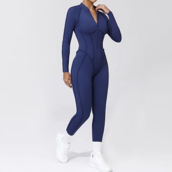 Custom Yoga Jumpsuits | Long Sleeve Outerwear Jumpsuits Manufacturer Sports Yoga Zipper Suit