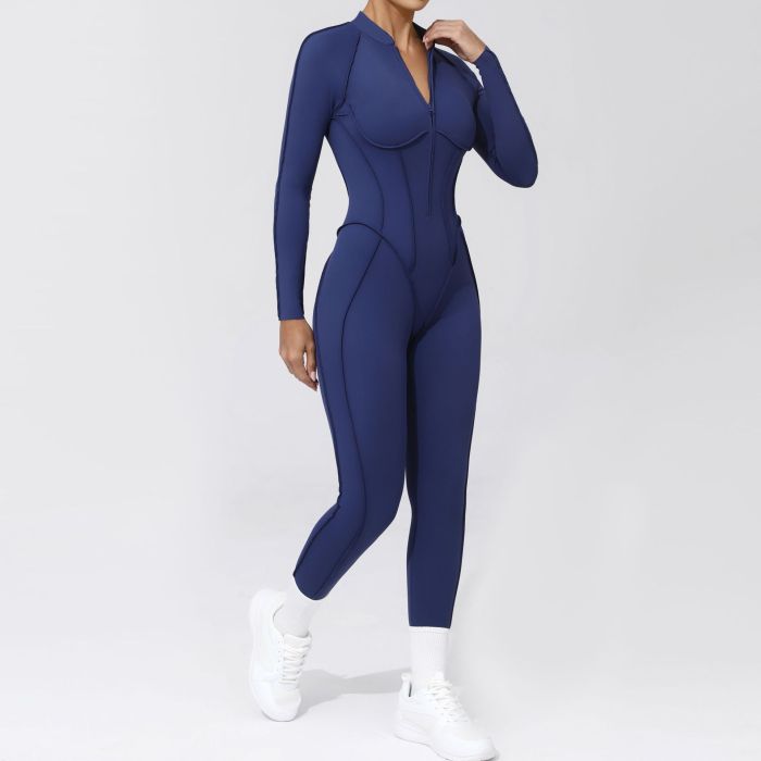 Custom Yoga Jumpsuits | Long Sleeve Outerwear Jumpsuits Manufacturer Sports Yoga Zipper Suit