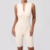 Custom Yoga Jumpsuit | Custom Sleeveless Brushed Hollow Jumpsuit Factory Sports Running Fitness