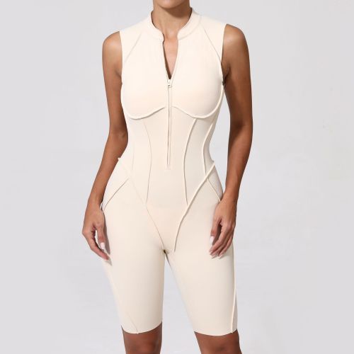 Custom Yoga Jumpsuit | Custom Sleeveless Brushed Hollow Jumpsuit Factory Sports Running Fitness