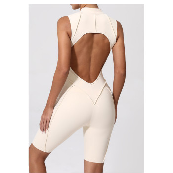 Custom Yoga Jumpsuit | Custom Sleeveless Brushed Hollow Jumpsuit Factory Sports Running Fitness