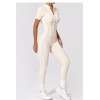 Custom yoga jumpsuit | Custom 3D zipper short sleeve factory sports private label custom fabric