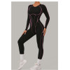 Custom Yoga Jumpsuit | Custom 3D Cut Colorblock Long Sleeve Yoga Jumpsuit Sports Private Label