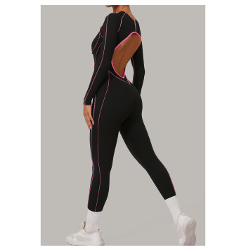 Custom Yoga Jumpsuit | Custom 3D Cut Colorblock Long Sleeve Yoga Jumpsuit Sports Private Label