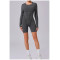 Custom yoga jumpsuit | Wholesale round neck long sleeve stitching jumpsuit factory 3D line