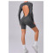 Custom yoga jumpsuit | Wholesale round neck long sleeve stitching jumpsuit factory 3D line