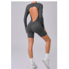 Custom yoga jumpsuit | Wholesale round neck long sleeve stitching jumpsuit factory 3D line