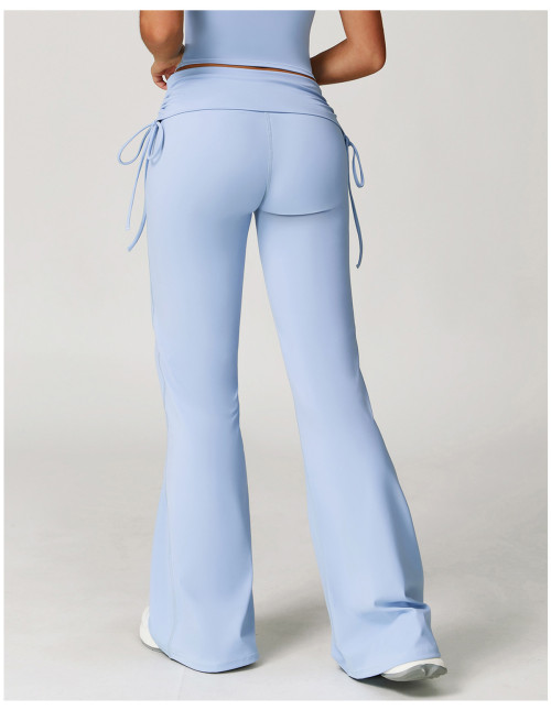 Custom Fold Over Flare Pants |Women Yoga Wide Leg Outdoor Fitness Flare Pants Supplier Manufacturer