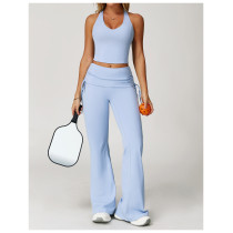 Custom Fold Over Flare Pants |Women Yoga Wide Leg Outdoor Fitness Flare Pants Supplier Manufacturer