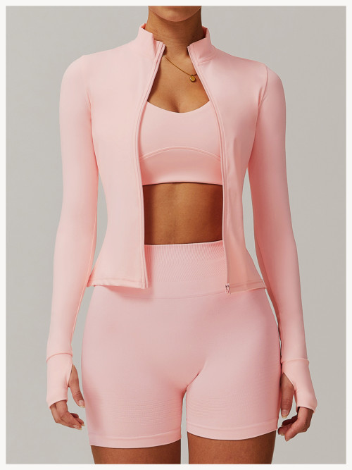 Custom Breathable Jackets | Wholesale Zipper Long Sleeve  Quick Dry Yoga Clothes Manufacturer