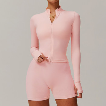 Custom Breathable Jackets | Wholesale Zipper Long Sleeve  Quick Dry Yoga Clothes Manufacturer