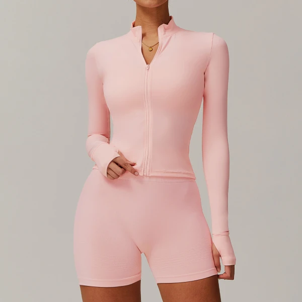 Custom Breathable Jackets | Wholesale Zipper Long Sleeve  Quick Dry Yoga Clothes Manufacturer