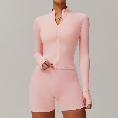 Custom Breathable Jackets | Wholesale Zipper Long Sleeve  Quick Dry Yoga Clothes Manufacturer